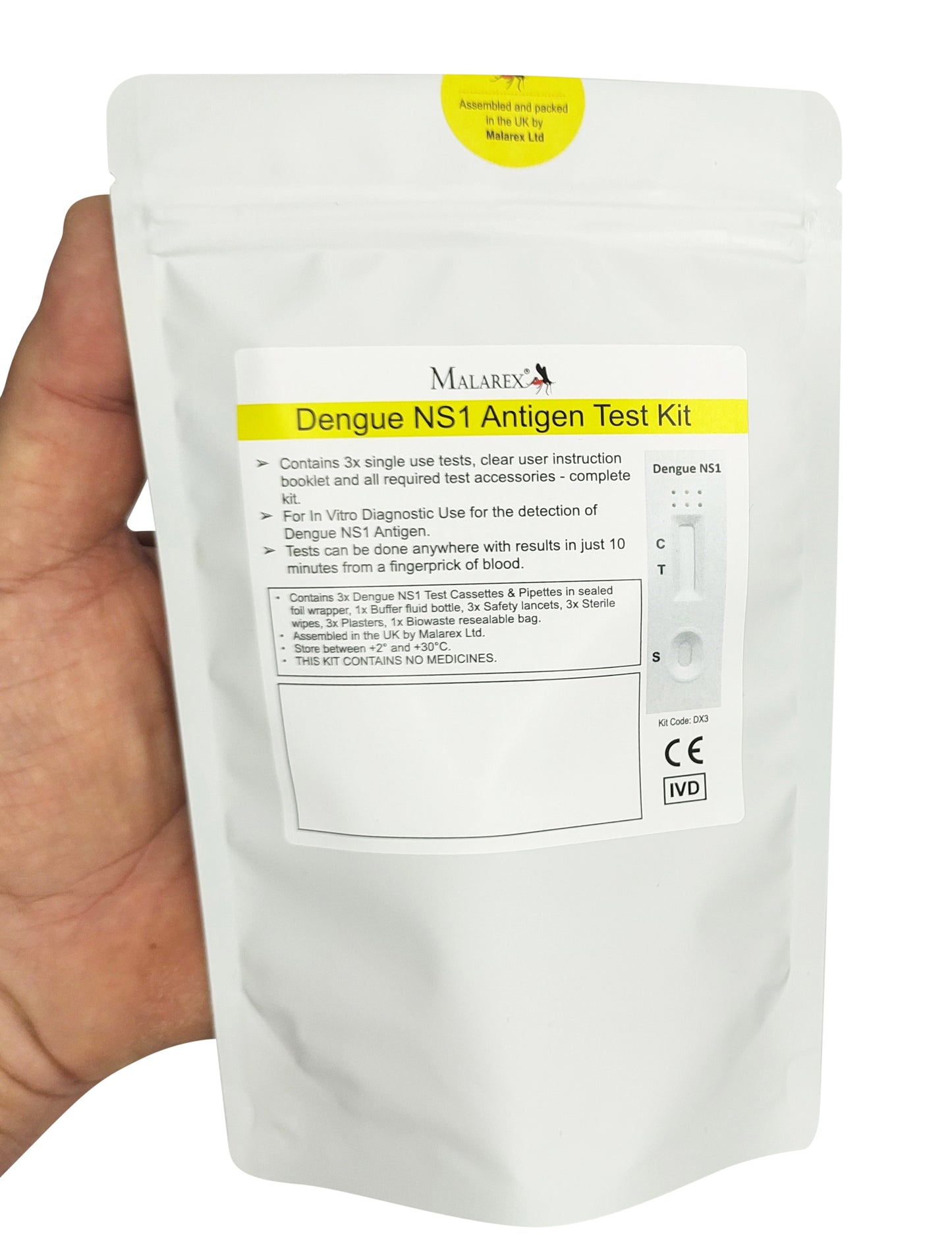 Dengue NS1 Antigen Test Kit - 3 tests and all accessories (currently only retailing on Amazon UK)