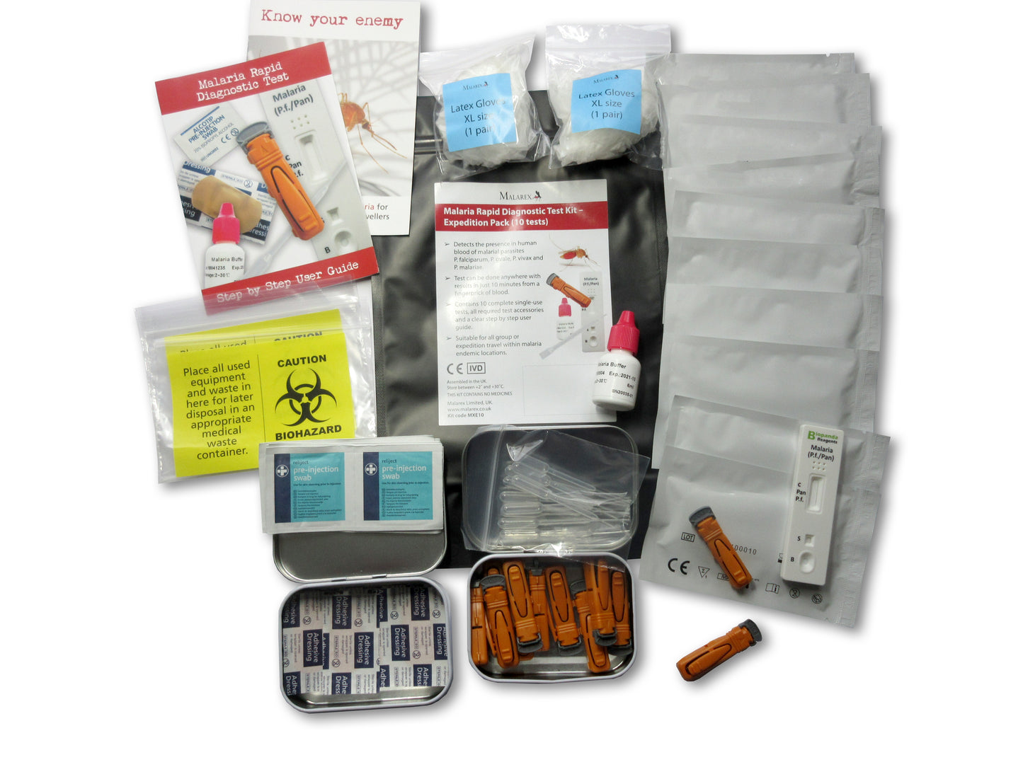 Malarex MXE10 Kit: EXPEDITION PACK. 10 complete malaria tests with all accessories (inc UK vat & delivery) - EXPIRY 31/01/2026